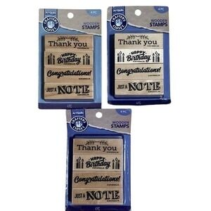ArtSkills‎ Crafters Closet Wooden Stamps Set Thank You Birthday Congratulations
